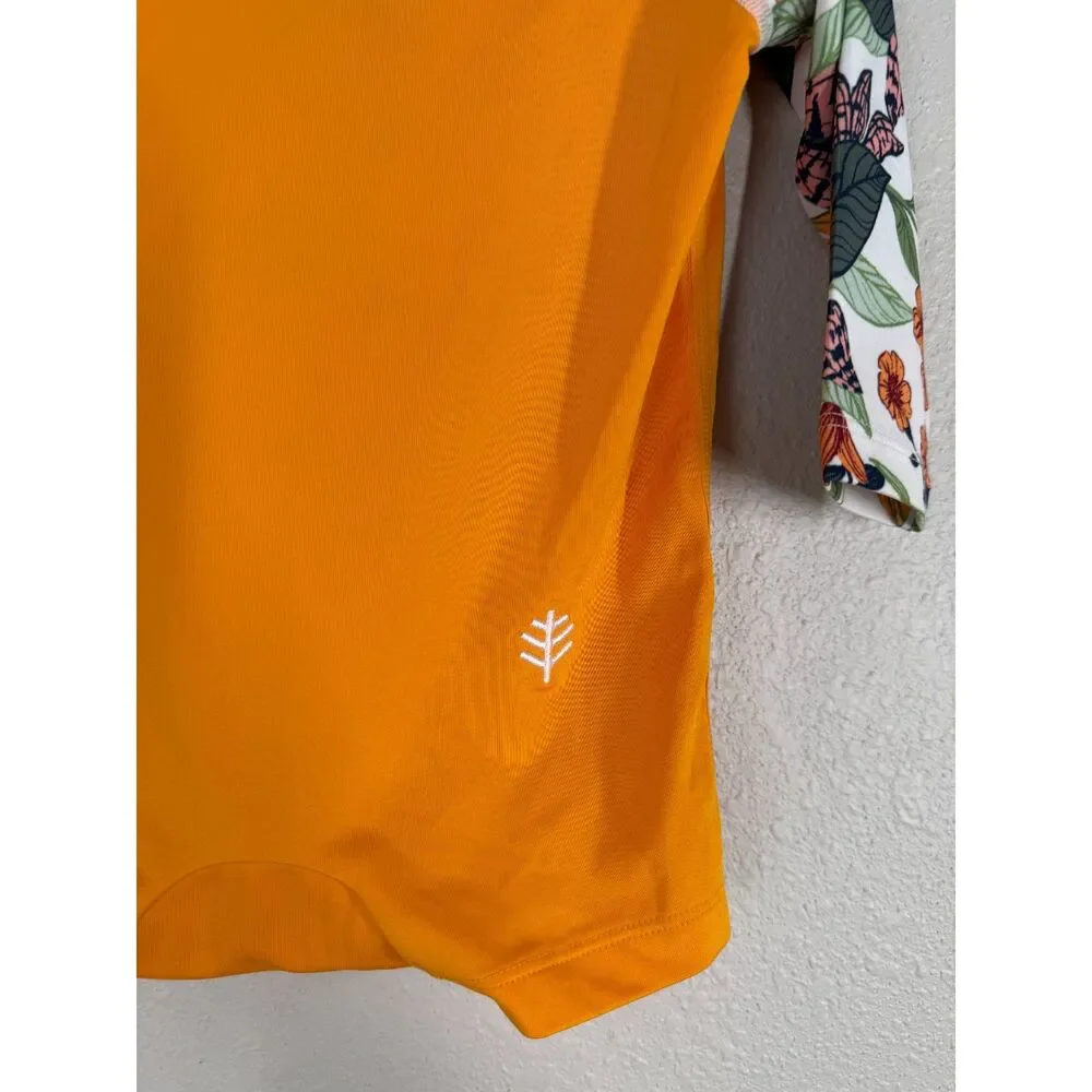 Coolibar Orange Floral UPF Sun Protection Bathing Suit Sz 6-12 Months Floral
